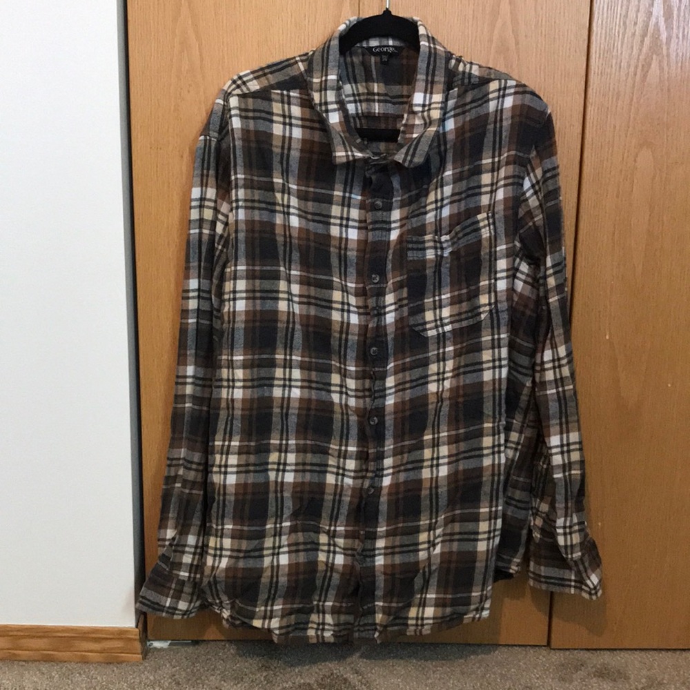 Mens plus Size 3XL plaid long sleeve button up casual shirt